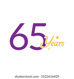 65 Years Anniversary Number simple design collection Vector Template Illustration