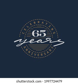 65 years anniversary pictogram vector icon, 65th year birthday logo label.