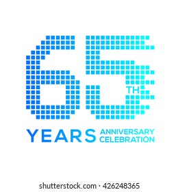 65 Years Anniversary With A Pixels Digital,technology Logo