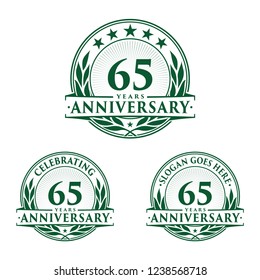 65 years anniversary set. 65th celebration logo collection. Vector and 