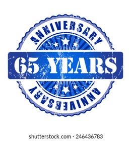 65  Years anniversary stamp.  Vector illustration.