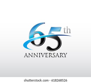 65 years anniversary Template logo with swoosh