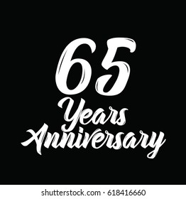 65 years anniversary, text design. Vector calligraphy. Typography poster. Usable as background.