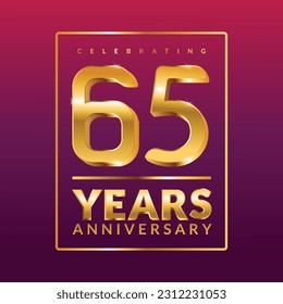 65 years anniversary vector banner template.birthday celebration banner with Golden numbers