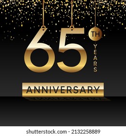 65 years anniversary, vector design for anniversary celebration with gold color on black background, simple and luxury design. logo vector template