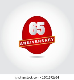 65 Years Anniversary Vector Template Design Illustration