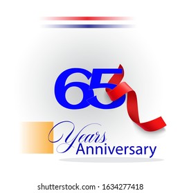  65 Years Anniversary Vector Template Design Illustration