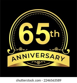 65 Years Annyversary Celebration. Vector Illustration.