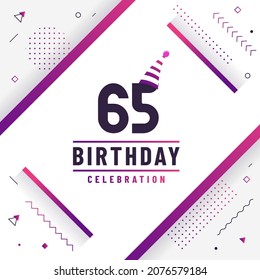 65 years birthday greetings card, 65th birthday celebration background free vector.