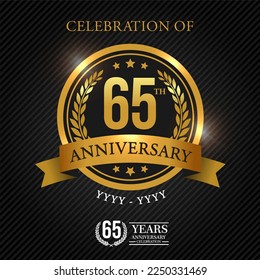 65 years celebration anniversary logo vector isolated on black background