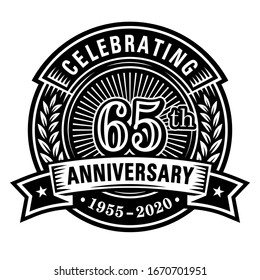 65 Jahre gefeierte Design-Vorlage. 65. Logo. Vektorillustration und Illustrationen.