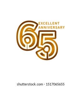 65 Years Excellent Anniversary Vector Template Design illustration