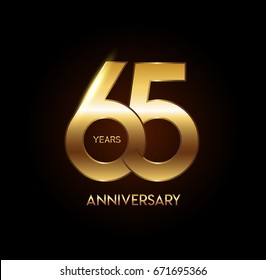 65th Anniversary Logo Gold Ribbon Template Stock Vector (Royalty Free ...