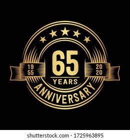 65 years logo design template. 65th anniversary vector and illustration.