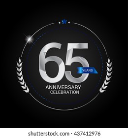 65 Years Silver Anniversary Logo, Low Poly Design Number