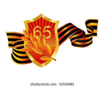 65 years of victory with royal shield and georgian ribbon eps10