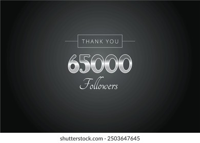 65000 OR 65K followers celebration. Thank you 65000   followers congratulation template banner. banner for social 65K friends and followers. celebrate subscribers and followers.
