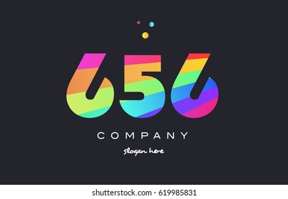 656 creative color green orange blue magenta pink number digit company logo vector icon spectrum