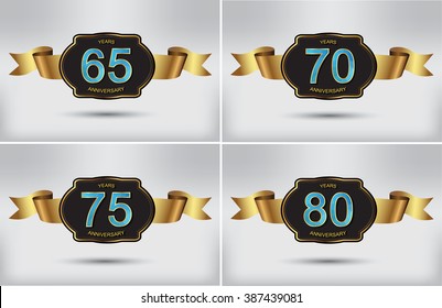 65,70,75,80 years anniversary. Anniversary template design.Vector illustration.