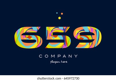 659 number digit numeral logo colored colorful rainbow acrylic modern creative vector icon design template