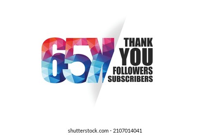 65K, 65.000 followers, subscribers design for internet, social media, anniversary and celebration achievement-vector