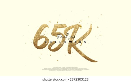 65k celebrations for followers, with fancy gold glitter figures.