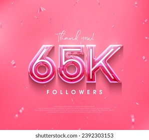 65k followers design for a thank you. in a soft pink color.