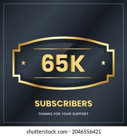  65k subscribers, Thank you subscribers banner, card, vector illustration design.