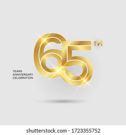 65th 3D gold anniversary logo isolated on elegant background, vector design for celebration purpose