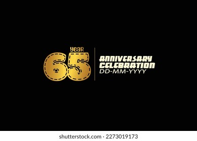 65., 65 Jahre, 65 Jahre Jubiläum Feier abstrakter Strickstil Logotype. Jubiläum mit goldener Farbe einzeln auf schwarzem Hintergrund, Vektorgrafik