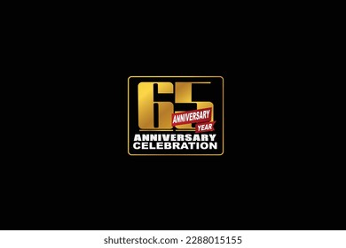 65th, 65 years, 65 year anniversary celebration rectangular abstract style logotype. anniversary with gold color isolated on black background, vector design for celebration vector