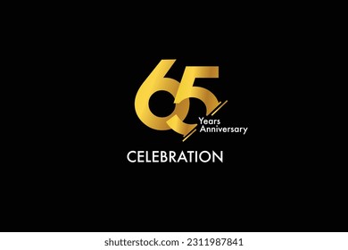 65th, 65 years, 65 year anniversary gold color on black background abstract style logotype. anniversary with gold color isolated on black background, vector design for celebration vector