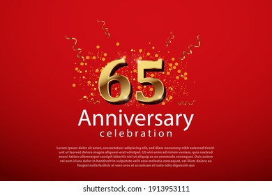65th anniversary background with 3D number illustration