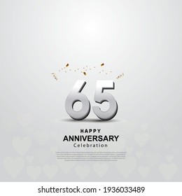 65th anniversary background with 3D number illustration