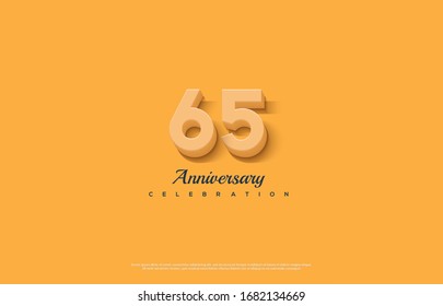 65th anniversary background with orange-colored number illustration and black text below.