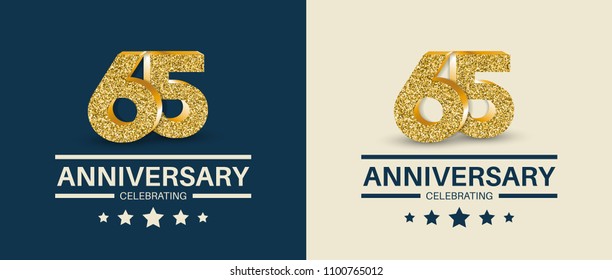 65th Anniversary celebrating cards template. 65 - year jubilee banner.