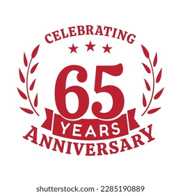 65th anniversary celebration design template. 65 years vector and illustration.