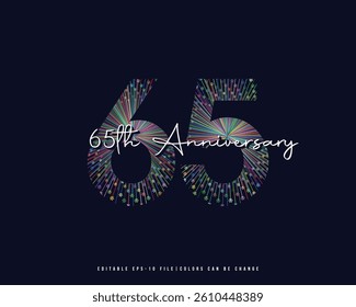 65th Anniversary Celebration Logo Design, Editable Vector Template.
