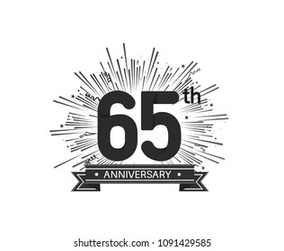 65th anniversary design with firework and ribbon black color for use company celebration 
