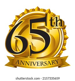 65th anniversary golden logo vector