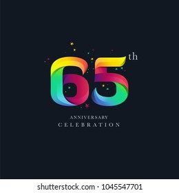 65th Anniversary Logo Design, Number or Digit 65 Icon Vector Template.