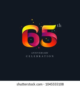 65th Anniversary Logo Design, Number or Digit 65 Icon Vector Template.