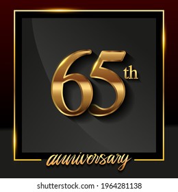 65th anniversary logo golden colored isolated on black background, vector design for greeting card and invitation card.