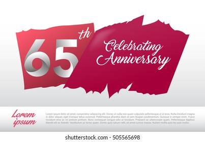 65th anniversary logo with red abstract backgrond. design template