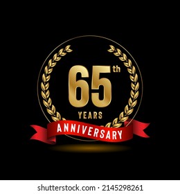 65th Anniversary logotype. Anniversary celebration template design for booklet, leaflet, magazine, brochure poster, banner, web, invitation or greeting card. Vector illustrations.