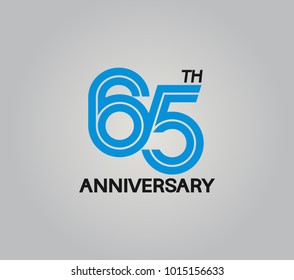 65th anniversary logotype with multiple line style blue color isolated on white background for celebration