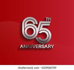 65th anniversary logotype silver color with multiple line style for celebration event