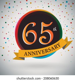 65th Anniversary poster / template design in retro style - Vector Background