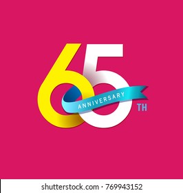 65th Anniversary simple emblems, template design for web, game ,Creative poster, booklet, leaflet, flyer, magazine, invitation card