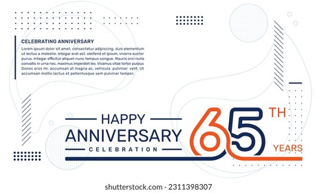 65th anniversary template design with abstract background, vector template